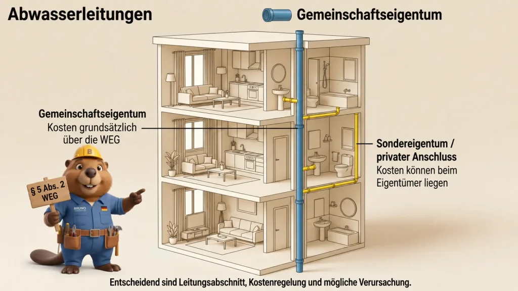 Abwasserleitungen in einer WEG: Gemeinschaftseigentum, Sondereigentum und Kostenverteilung bei Rohrverstopfung