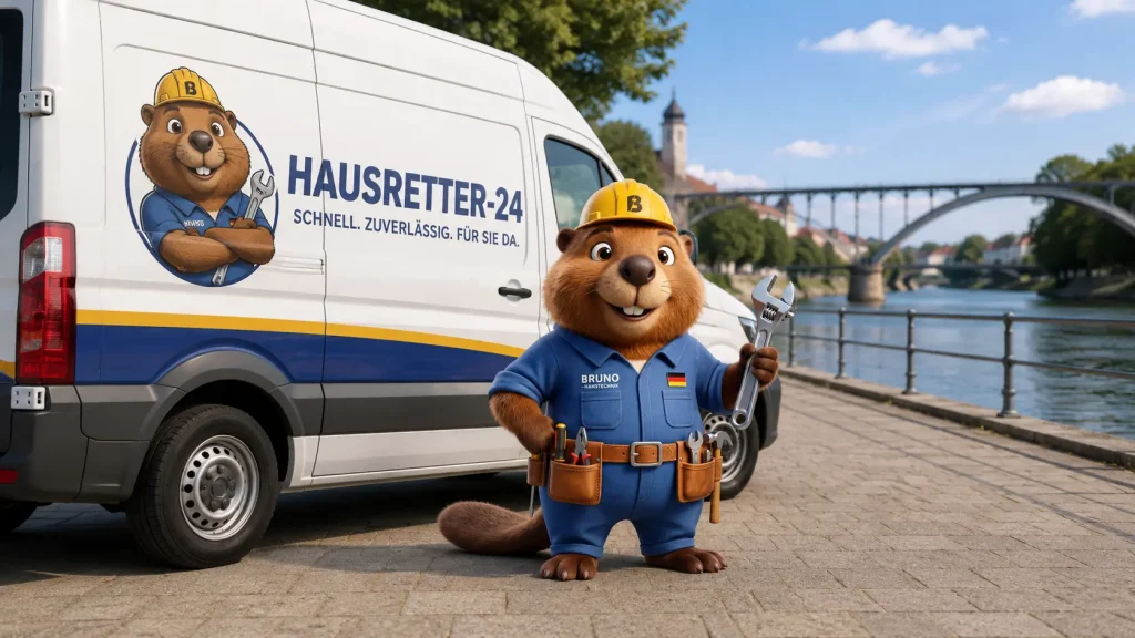 Bruno vor dem Hausretter-24-Servicewagen am Neckarufer in Remseck am Neckar.