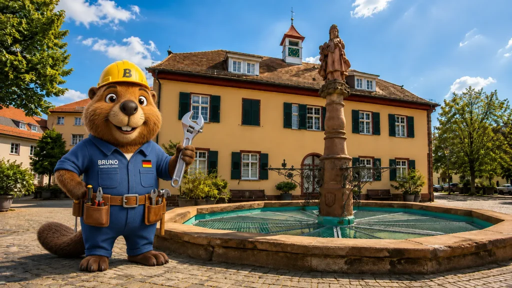 Bruno der Biber vor dem Alten Rathaus in Gerlingen für Rohrreinigung Gerlingen