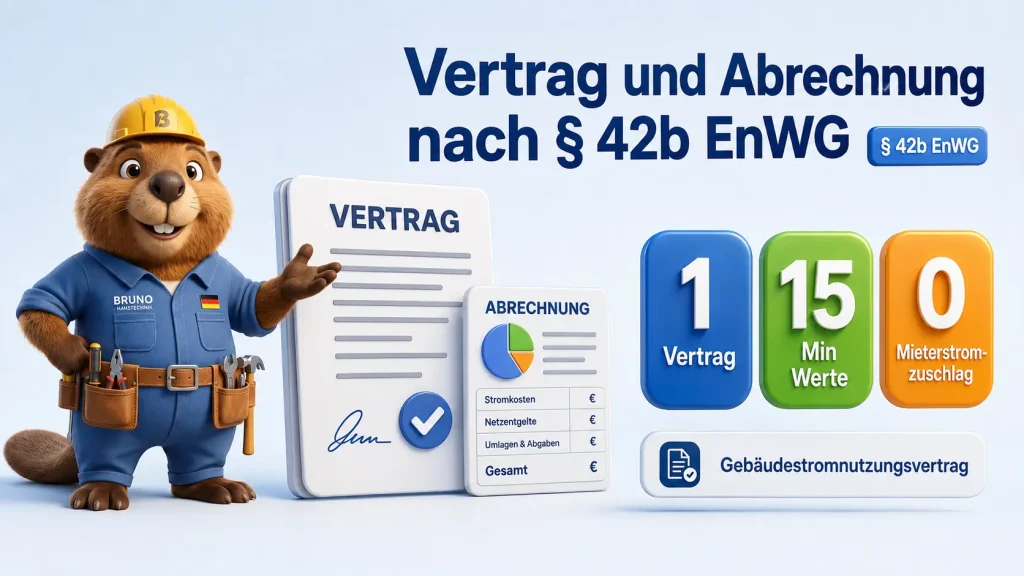 Vertrag und Abrechnung nach § 42b EnWG mit Bruno, Gebäudestromnutzungsvertrag und 15-Minuten-Messung