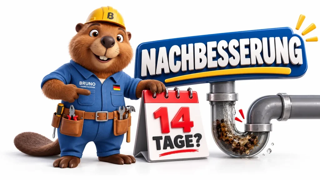 Bruno zeigt Nachbesserung nach 14 Tagen an einem erneut verstopften Rohr.
